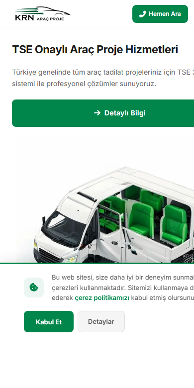 KRN Araç Proje mobil görünüm