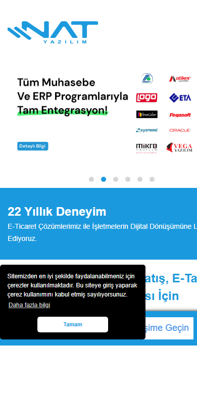 Nat Yazılım mobil görünüm